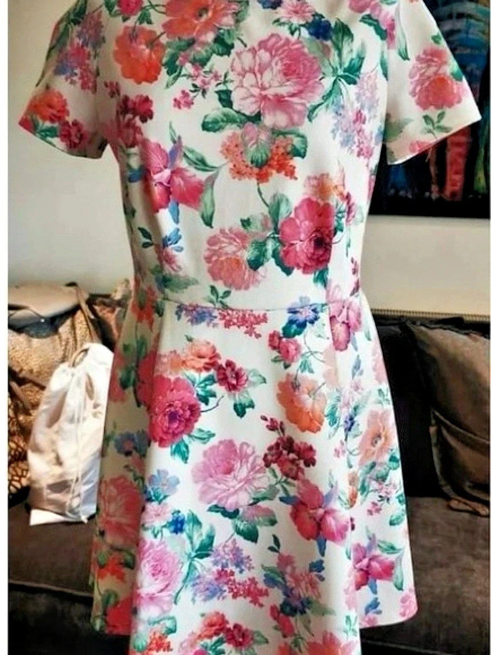 Floral Maxi Dress in White & Pink
